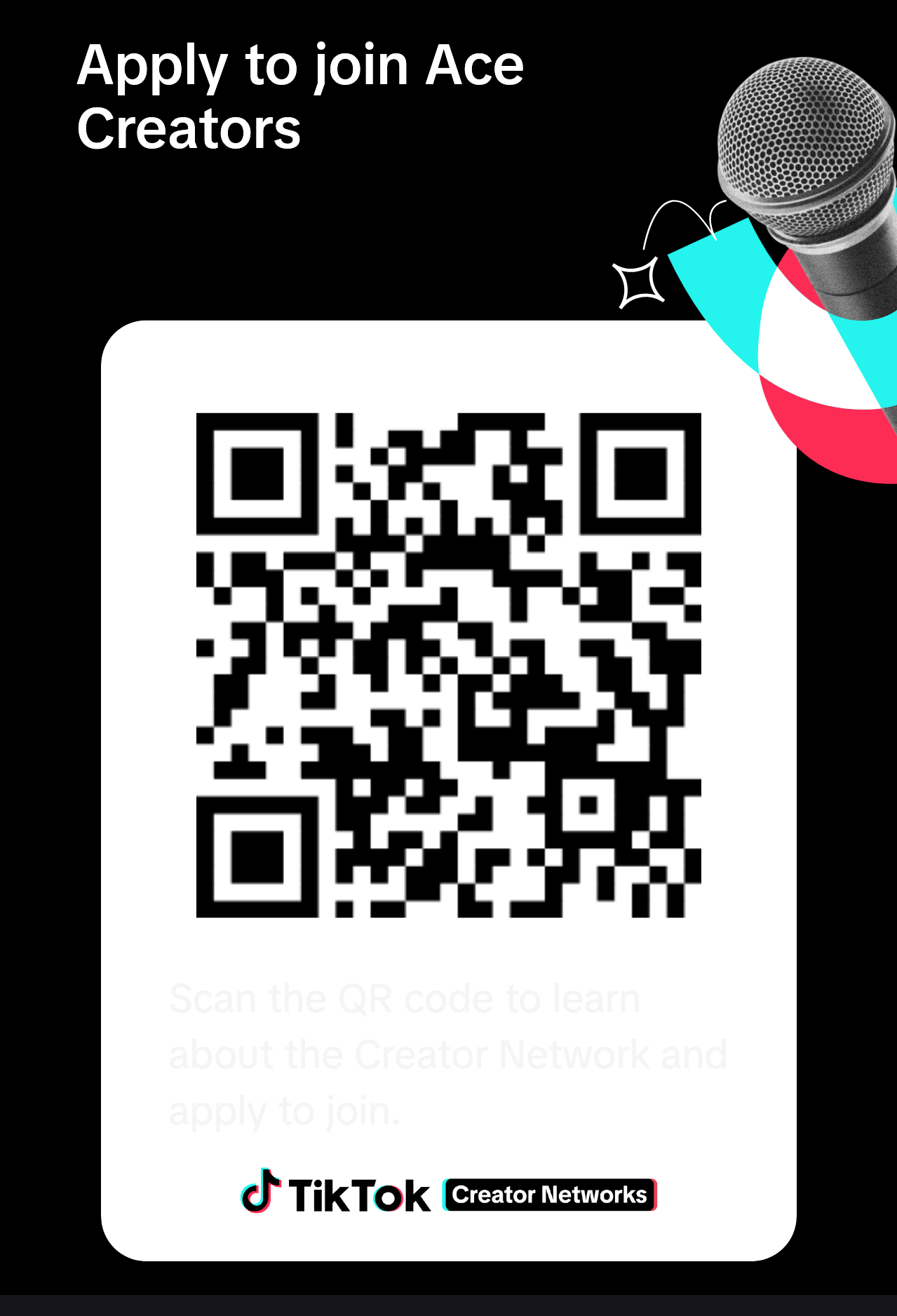 QR code to apply to Ace Creators TikTok program